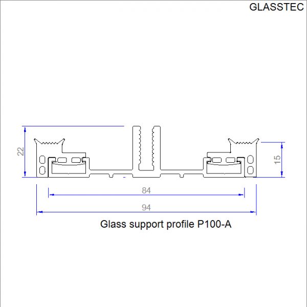4m Support profile for VSG Roof glazing 60 - 100mm with seal