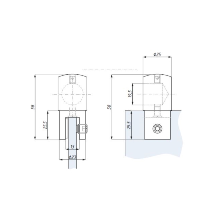 End Connector with 360° trunable Glass Connector for D19mm Stabilizer Bar - Image 2