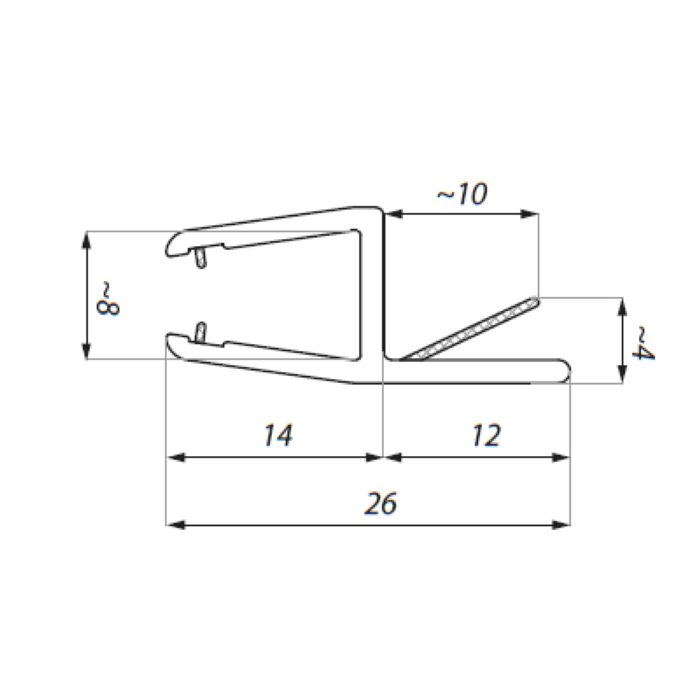 Shower stop seal for 6/8mm for glass-glass 180°
